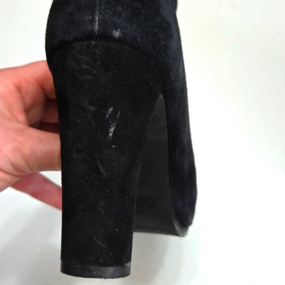 Stuart Weitzman Catch Suede Ankle Tie Bootie Black